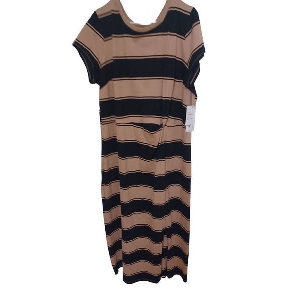 Liz Claiborne Dresses & Skirts - Liz Claiborne Dress Short Sleeve Black/Tan 1X Almondine Stripe